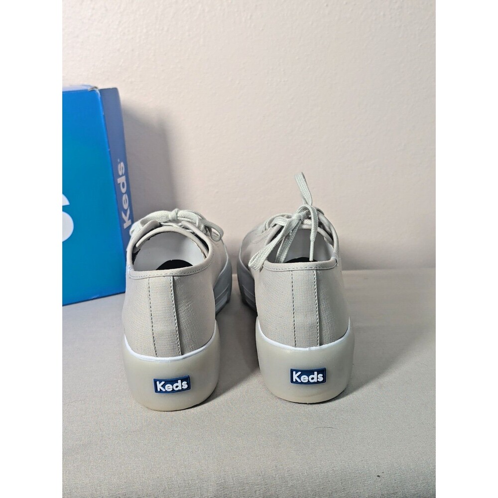 Keds Women's Triple Up Platform Sneakers - White & Gray Canvas Fashion Size 10 - Picture 4 of 12